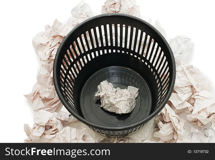 Basket for garbage isolated on the white background