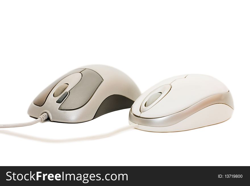 Computer mouse with cable isolated over white. Computer mouse with cable isolated over white