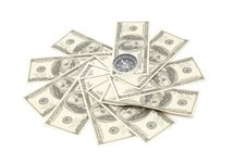 Compass On Hundred Dollar Stock Images Compass On Hundred Dollar Stock Images