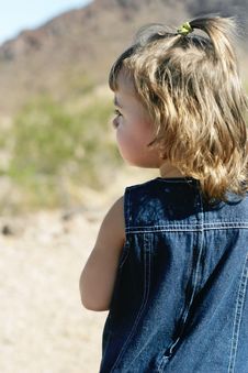 Profile Of Girl In Desert Royalty Free Stock Photography