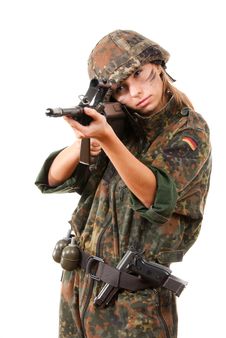 Military Woman Aiming Royalty Free Stock Photos Military Woman Aiming Royalty Free Stock Photos