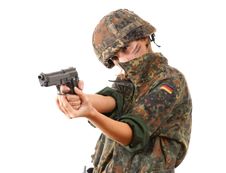 Military Woman Aiming Royalty Free Stock Image Military Woman Aiming Royalty Free Stock Image