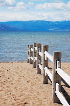 Sandy Beach With Wooden Fence Stock Photos Sandy Beach With Wooden Fence Stock Photos