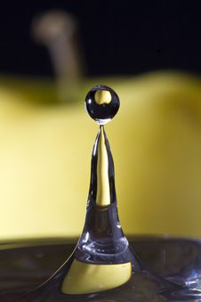 Water Drop With Apple Reflection Stock Photos Water Drop With Apple Reflection Stock Photos