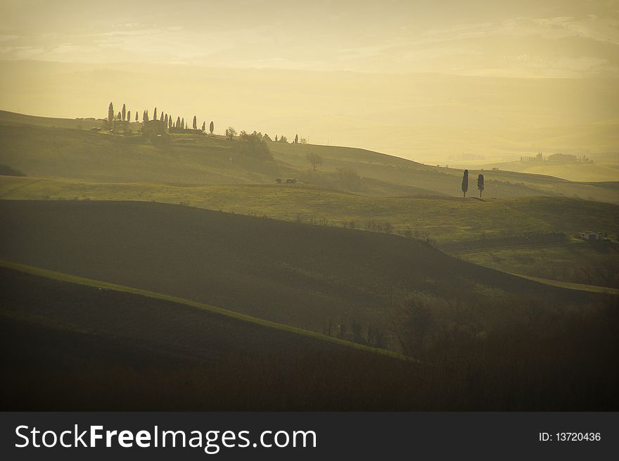 Landscape of tuscanian countryside in val D'orcia, Tuscany, Italy. Landscape of tuscanian countryside in val D'orcia, Tuscany, Italy