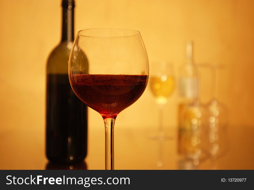 A shot of a white wine and red wine glass. A shot of a white wine and red wine glass
