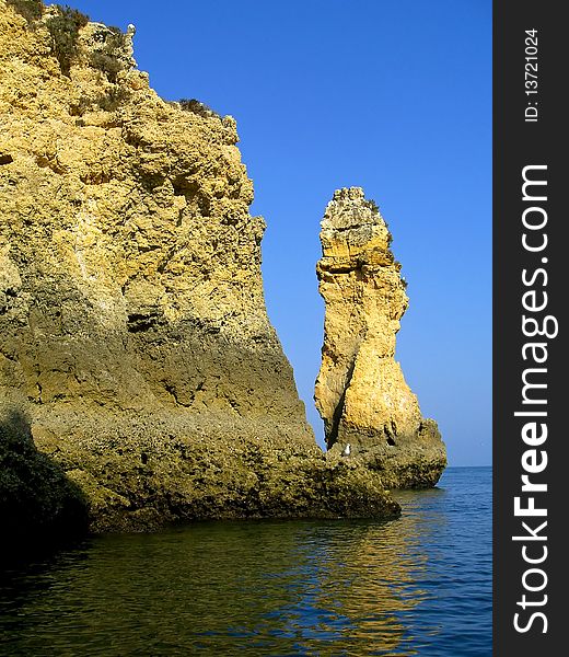 Special geological formation in Atlantic ocean, near Lagos, Algarve, Portugal. Special geological formation in Atlantic ocean, near Lagos, Algarve, Portugal