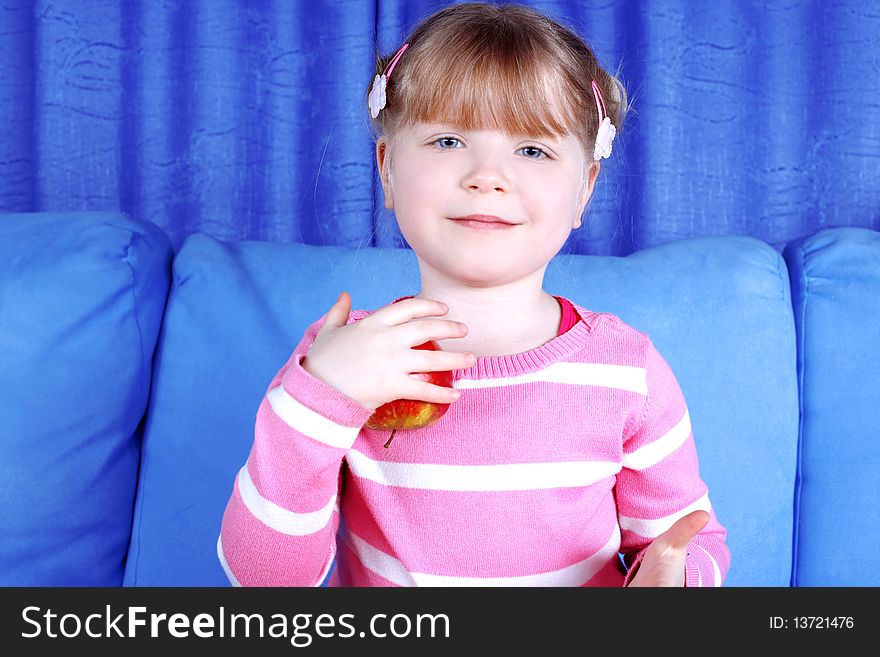 Happy girl with apple