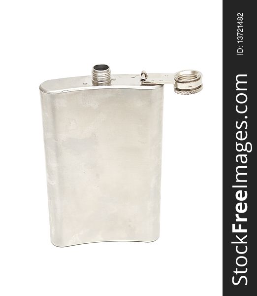 Metal flask isolated on white