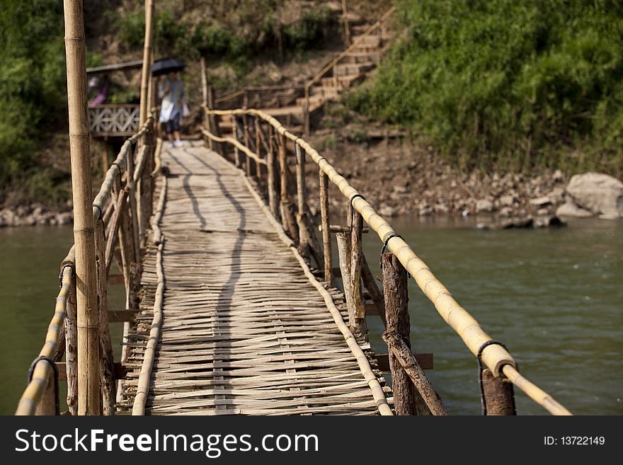 The Bamboo Bridge in Laos