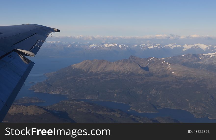 Aerial view of Tierra del Fuego in Argentina