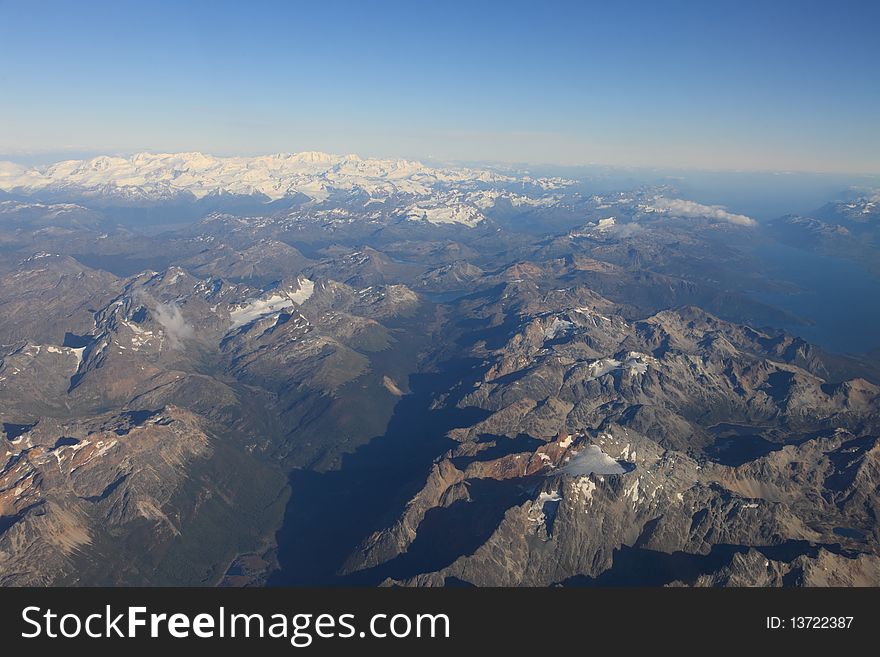 Aerial view of Tierra del Fuego in Argentina