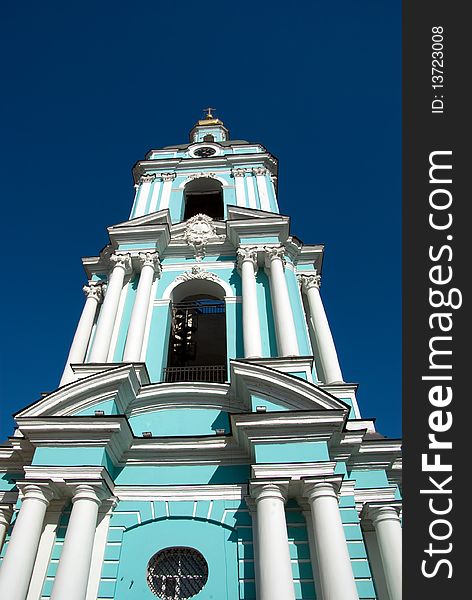 Belltower of church of the Trinity in Silversmiths in Moscow. Belltower of church of the Trinity in Silversmiths in Moscow.