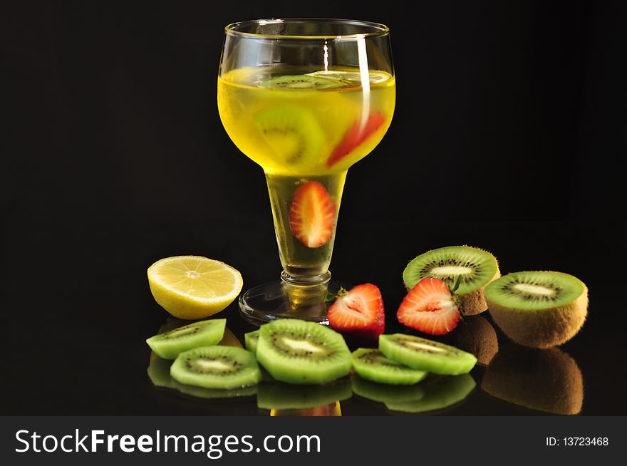 Fruit colored jello  in a glass