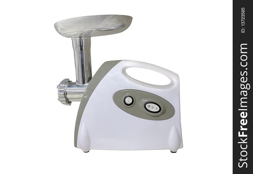 Electric meat grinder under the white background