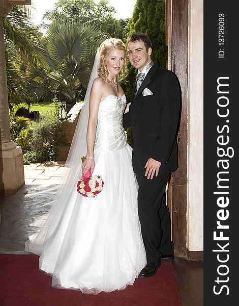Beautiful Blond bride and her groom on their wedding day. Beautiful Blond bride and her groom on their wedding day