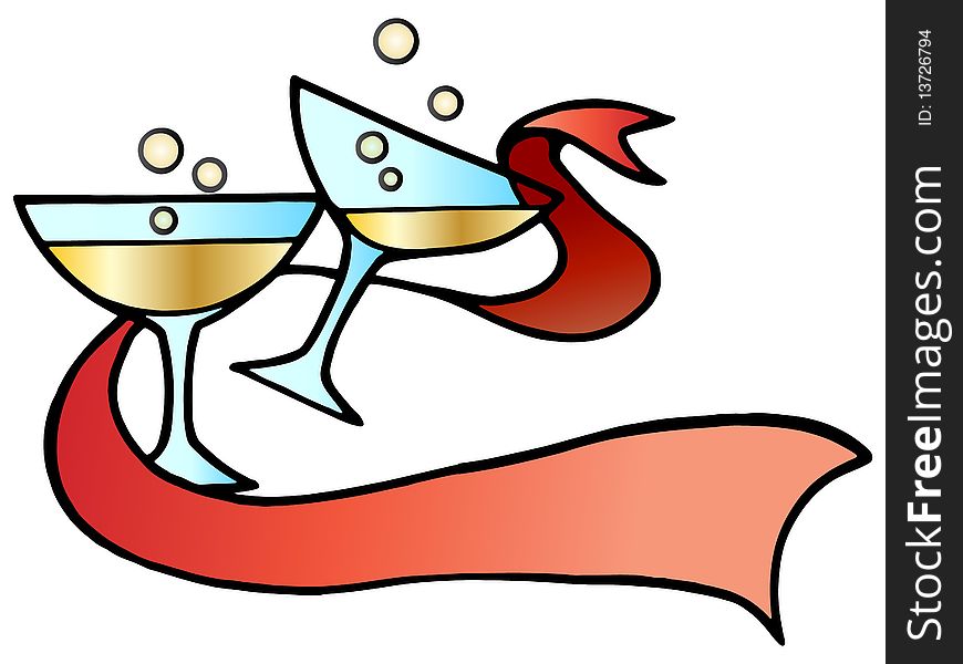 Isolated wine cartoon over red ribbon you can write on; Beverage illustration. Isolated wine cartoon over red ribbon you can write on; Beverage illustration