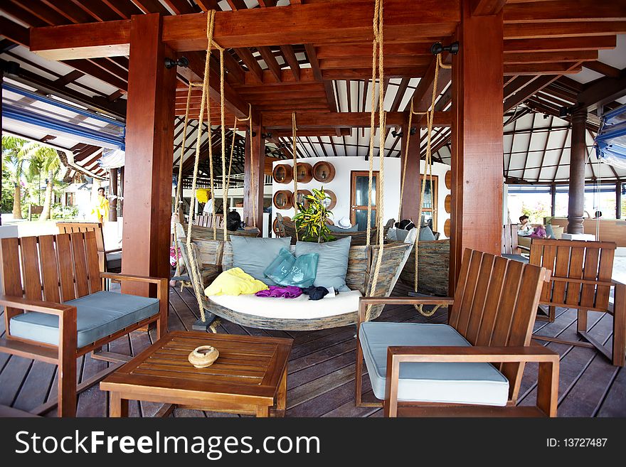 Tropical restaurant in maldives islands