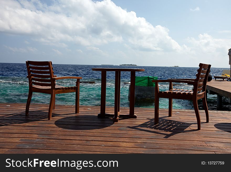 Two chairs at sea ,maldives