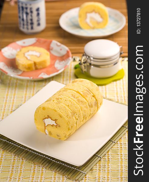 Cream roll is the sweet bakery. Used to serve with the tea or coffee in the light meal. Cream roll is the sweet bakery. Used to serve with the tea or coffee in the light meal.