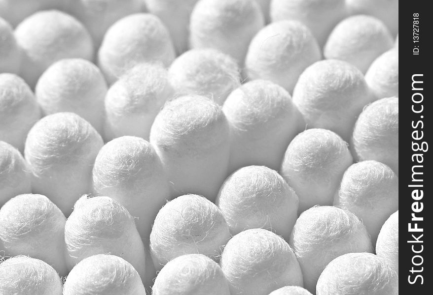 Cotton hygiene sticks close-up as white background