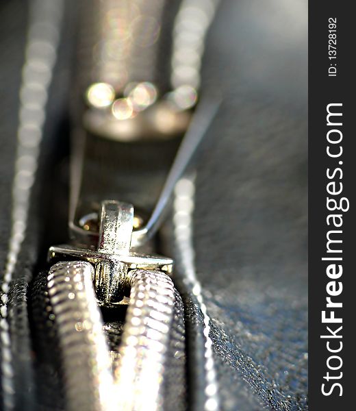 Silver zipper close-up