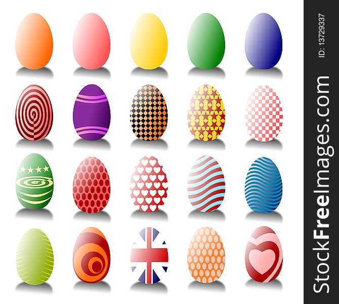 Lots of colourful designs of easter eggs. Lots of colourful designs of easter eggs