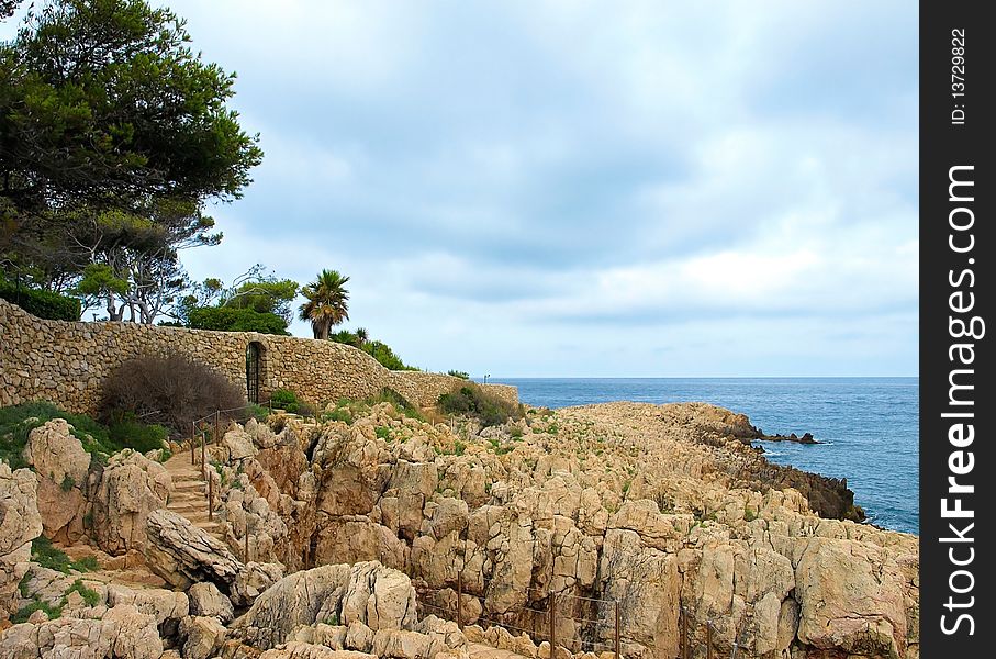 French Riviera Coast near Antibes city, France