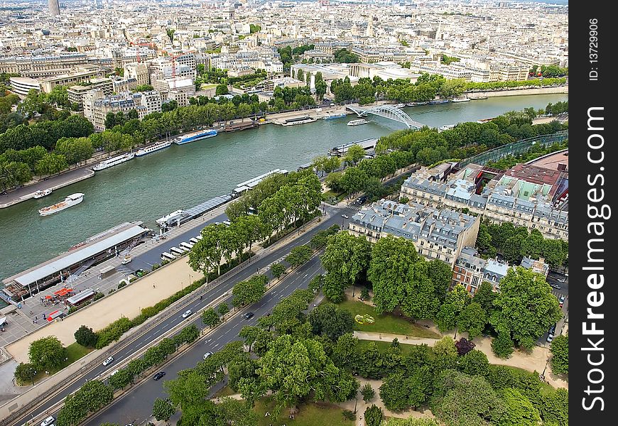 Aerial view of Paris with the Eiffel tower. Aerial view of Paris with the Eiffel tower