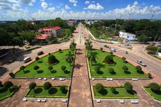 ViangChan City, Top View From Victory Monument Royalty Free Stock Photography