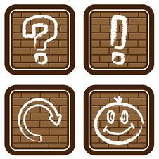 Brick Buttons With Icons Of Graphic Symbols (2) Stock Photo