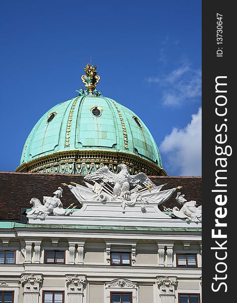 The sculpture on the building background Vienna, Austria. The sculpture on the building background Vienna, Austria