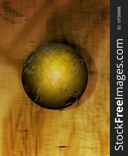 An illustration of globe with copper effect. An illustration of globe with copper effect