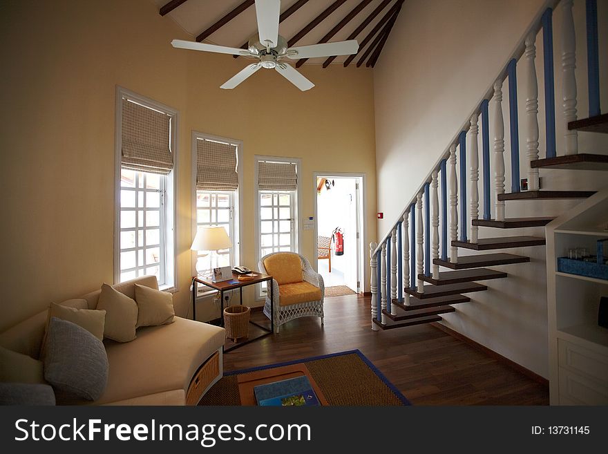 Interior of tropical hotel room