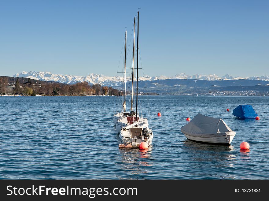 Zurich Lake With Alps