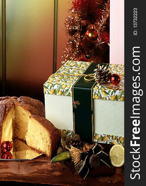 Still life of Italian Christmas cake. Still life of Italian Christmas cake