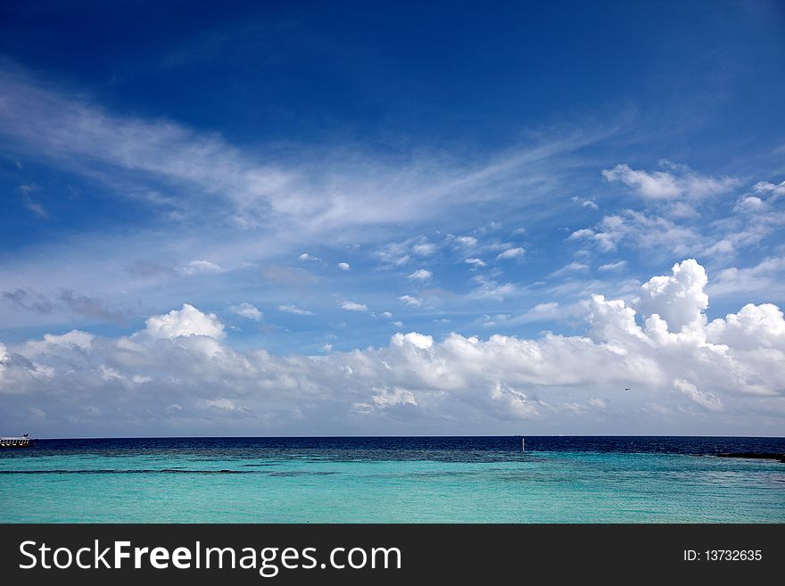 Shot of sea and blue sky in Maldives. Shot of sea and blue sky in Maldives