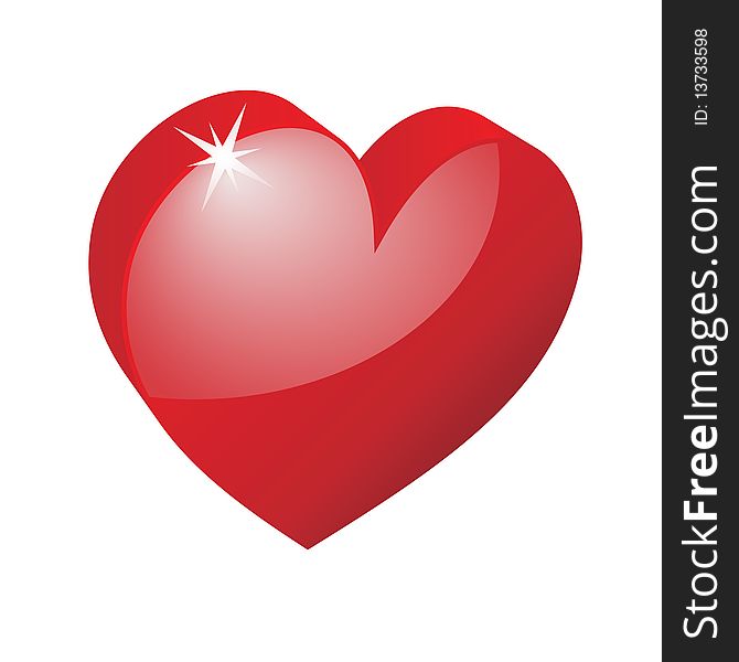 Red heart on a white background (Vector illustration). Red heart on a white background (Vector illustration).