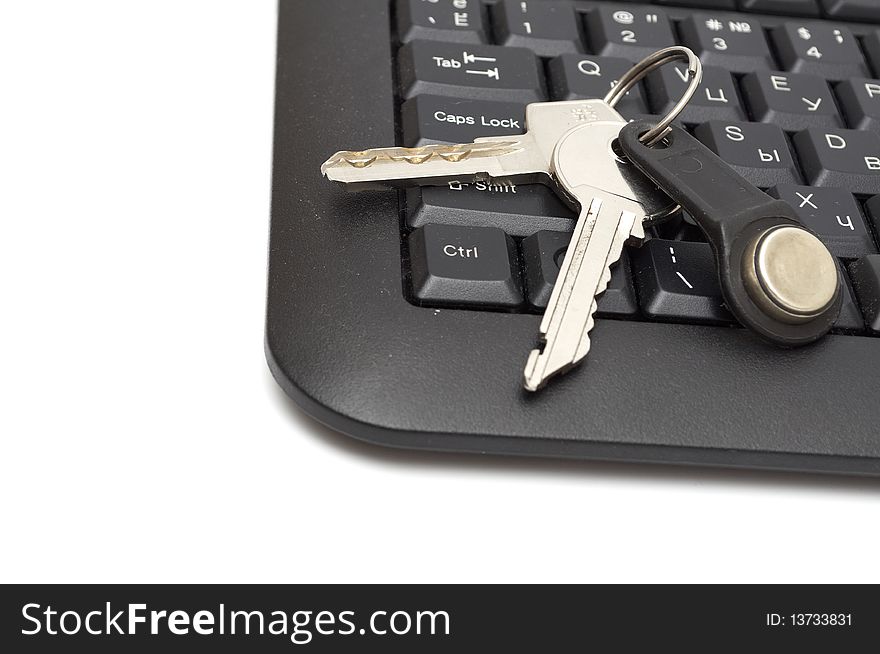 Closeup key on keyboard isolated. Closeup key on keyboard isolated