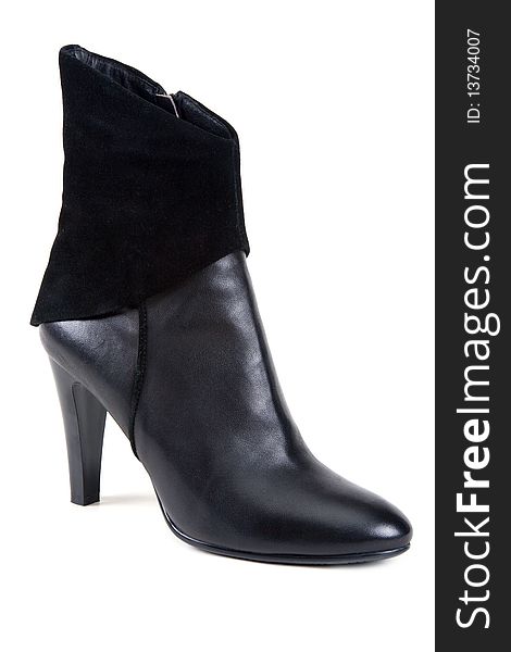 Black leather feminine shoe