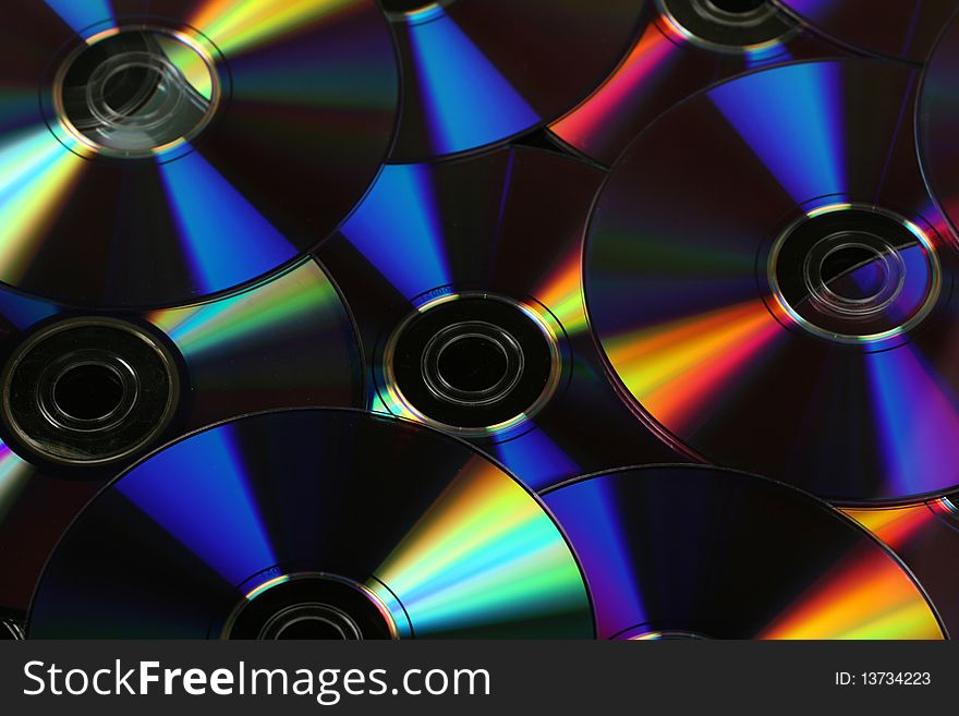 Color image of the cd s of computer equipment. Color image of the cd s of computer equipment