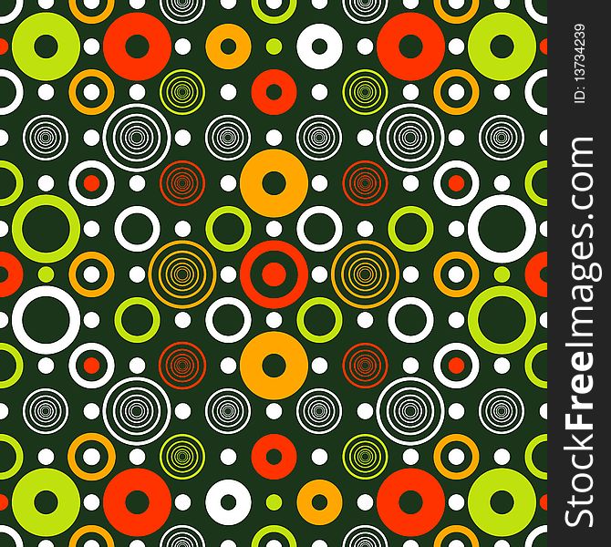 Abstract green seamless background with concentric colorful circles. Abstract green seamless background with concentric colorful circles