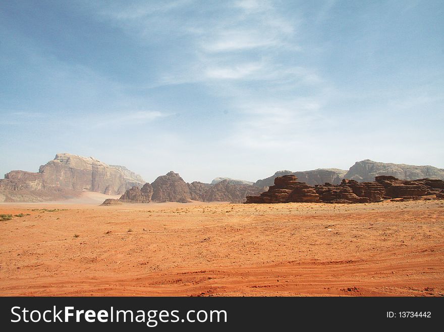 Colorful view of desert in Wadi Rum, Jordan