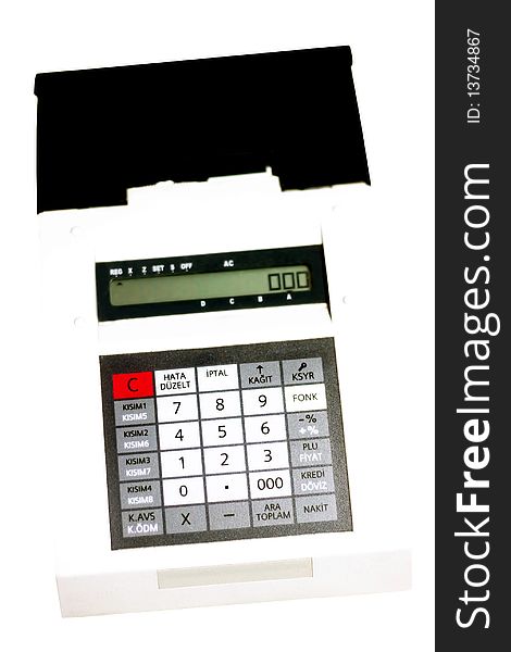 Turkish pos machine isolated over white background