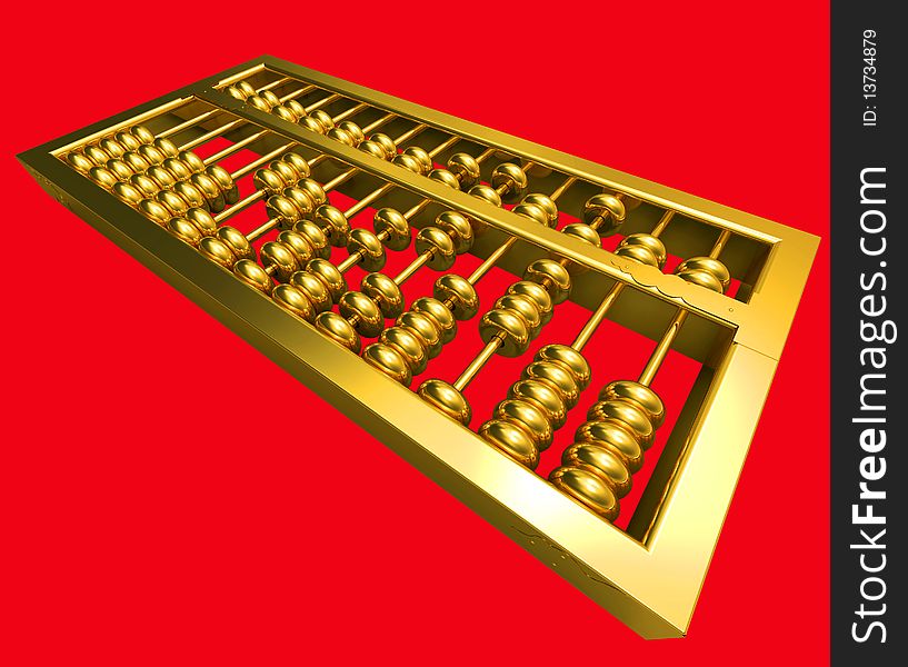 Golden Abacus. Image include hand-drawn vector clipping path for remove background.