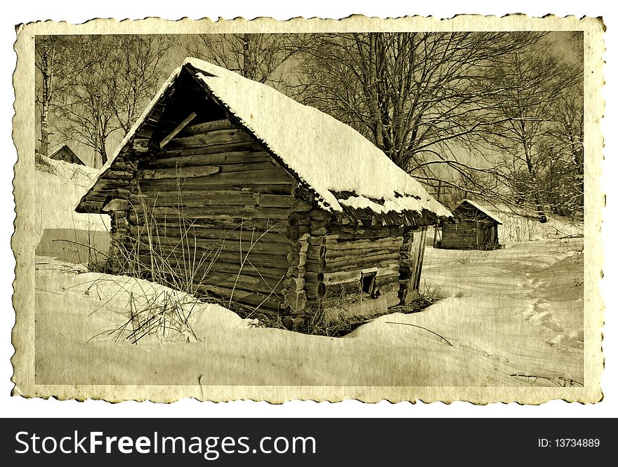 Rural house on aging photography