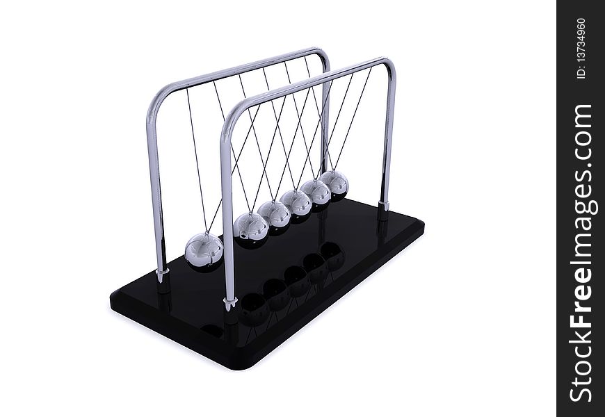 3d render of a newton's cradle isolated on a white background