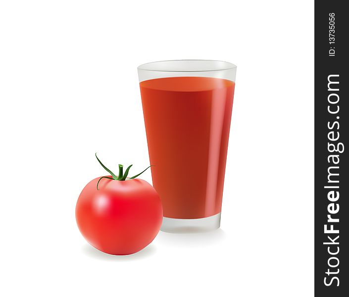 Glass of tomato juice. Vector illustration. Contains mesh.