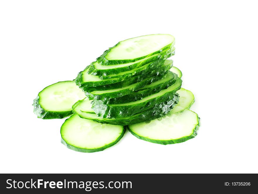 Cucumber slices isolated on white. Cucumber slices isolated on white