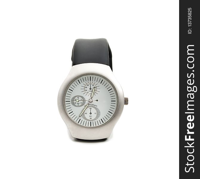 The Swiss solid mens watch on a white background